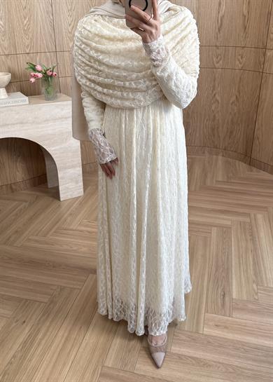 Rüya Dantel Elbise Ekru