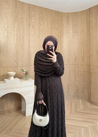 Rüya Dantel Elbise Kahverengi