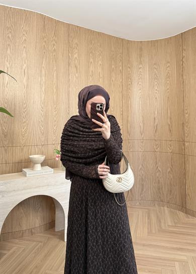 Rüya Dantel Elbise Kahverengi