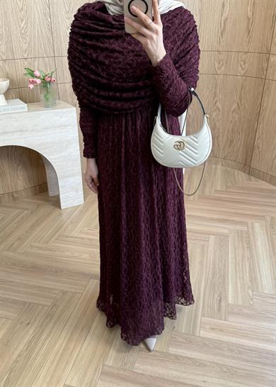 Rüya Dantel Elbise Mürdüm