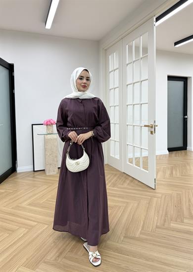 Sage Belden Oturtmalı Elbise Bordo