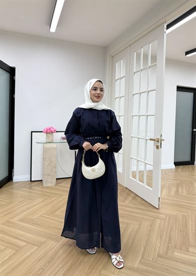 Sage Belden Oturtmalı Elbise Lacivert