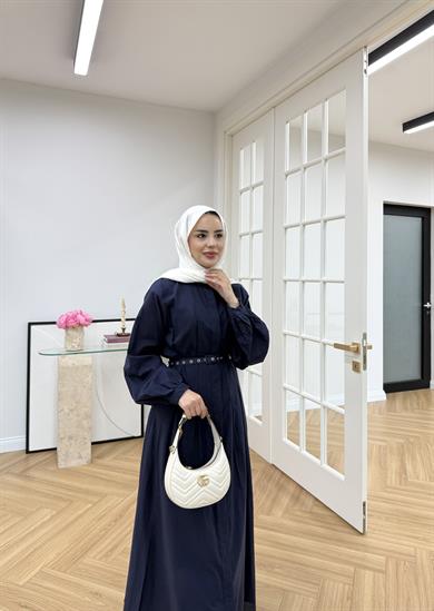 Sage Belden Oturtmalı Elbise Lacivert