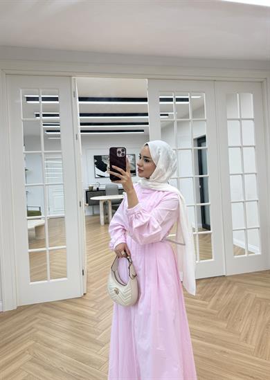 Sage Belden Oturtmalı Elbise Pembe