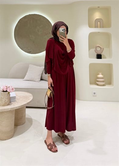 Şal Detaylı Sandy Takım Mürdüm