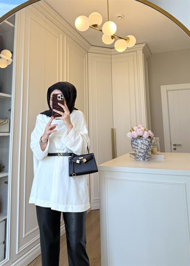 Şal Kapama Detaylı Hırka Ekru