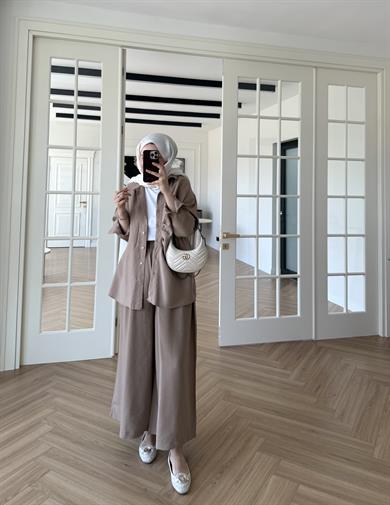 Sandy Dikişli Takım Vizon