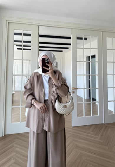 Sandy Dikişli Takım Vizon