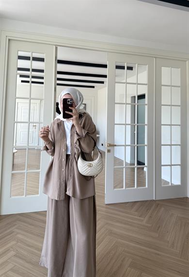 Sandy Dikişli Takım Vizon