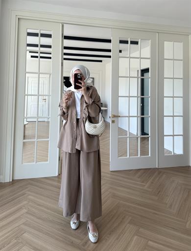 Sandy Dikişli Takım Vizon