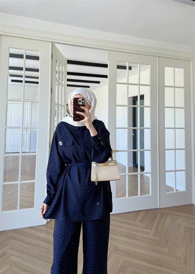 Sara Parıltılı Takım Lacivert 