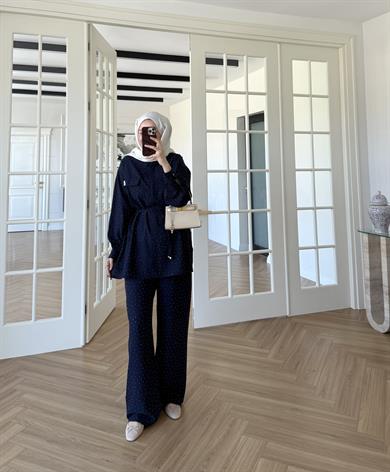 Sara Parıltılı Takım Lacivert 