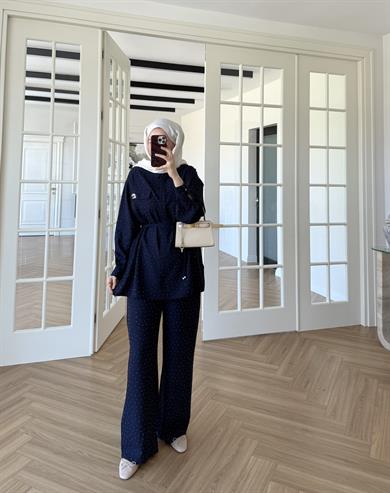 Sara Parıltılı Takım Lacivert 