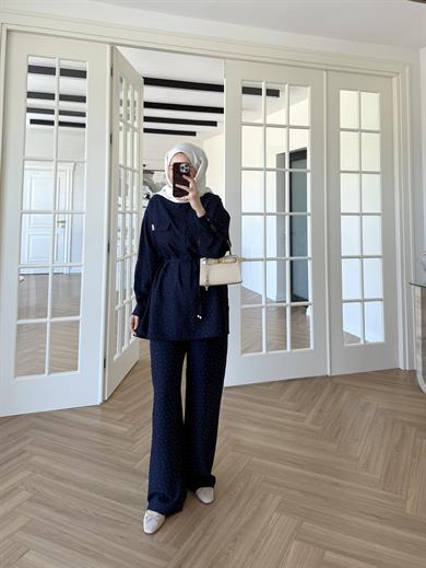 Sara Parıltılı Takım Lacivert 