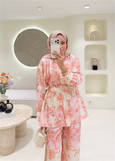 Sofia Desenli Takım Pembe