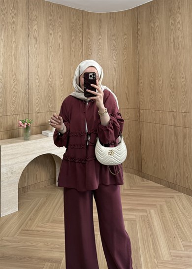 Softline Fırfır Takım Mürdüm