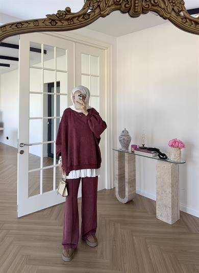 Soluk Efektli Takım Bordo