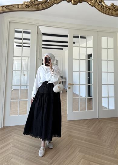 Stila Dantel Detay Etek Siyah