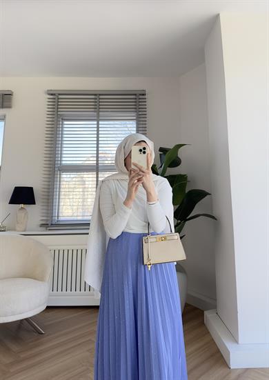 Taşlı Piliseli Etek Lila