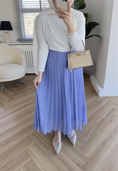 Taşlı Piliseli Etek Lila