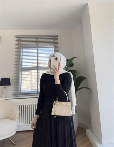 Taşlı Piliseli Etek Siyah