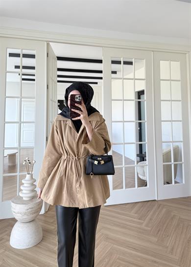 Taşlı Trenç Camel