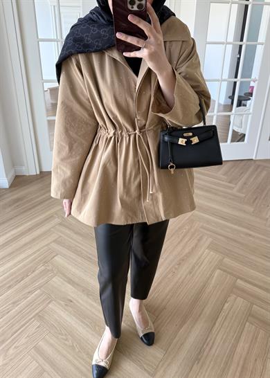 Taşlı Trenç Camel