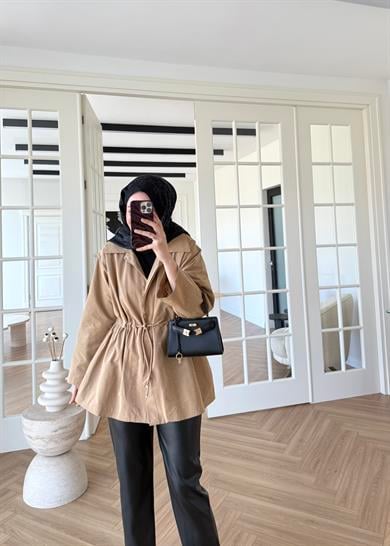 Taşlı Trenç Camel