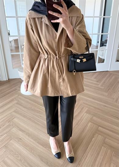 Taşlı Trenç Camel