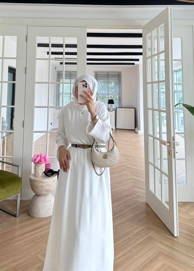 Tensel Modal Elbise Ekru