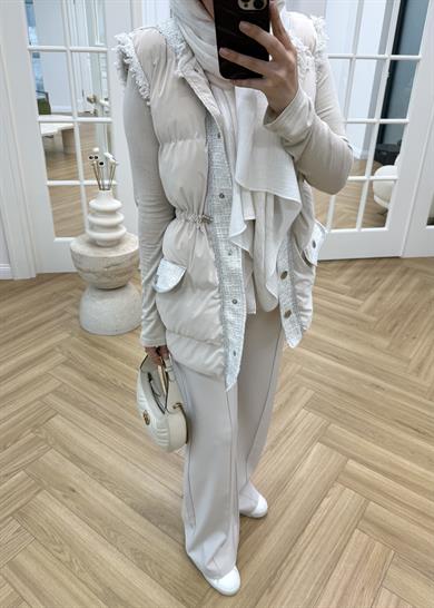 Tüvit Garnili Şişme Yelek Bej