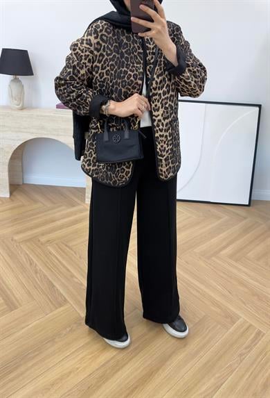 Üç İplik Çımalı Eşofman Altı Siyah