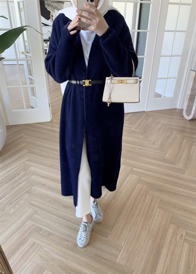 Uzun Angora Hırka Lacivert