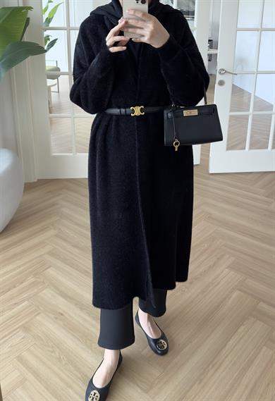 Uzun Angora Hırka Siyah