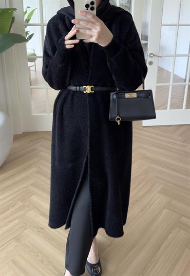 Uzun Angora Hırka Siyah