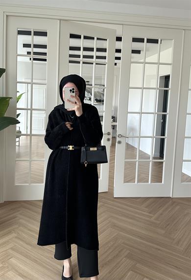 Uzun Angora Hırka Siyah