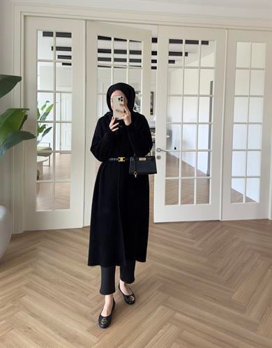 Uzun Angora Hırka Siyah