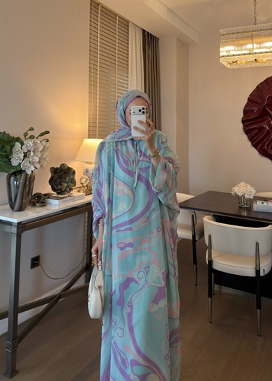 Vera Desenli Elbise Mint Yeşili