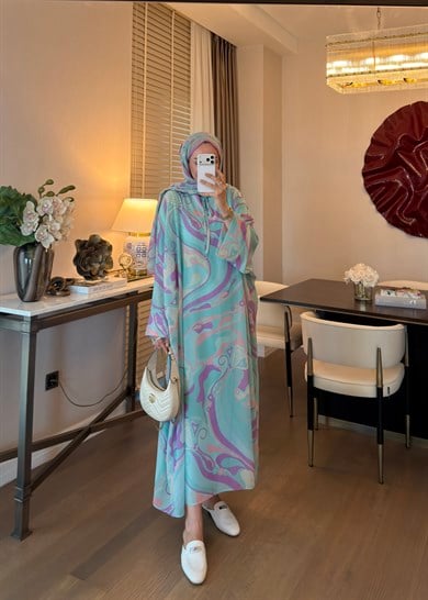 Vera Desenli Elbise Mint Yeşili
