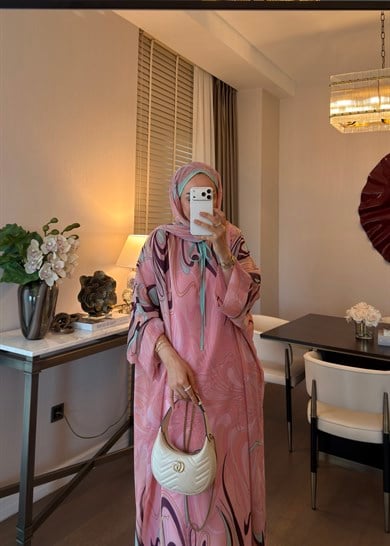 Vera Desenli Elbise Pembe