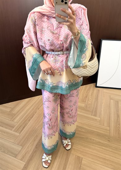 Hawai Pantolon Takım Pembe 