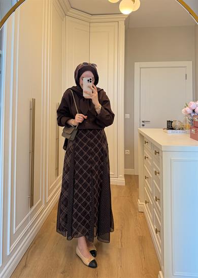 Viral Ekose Şifon Etek