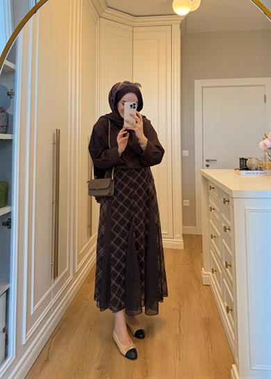 Viral Ekose Şifon Etek