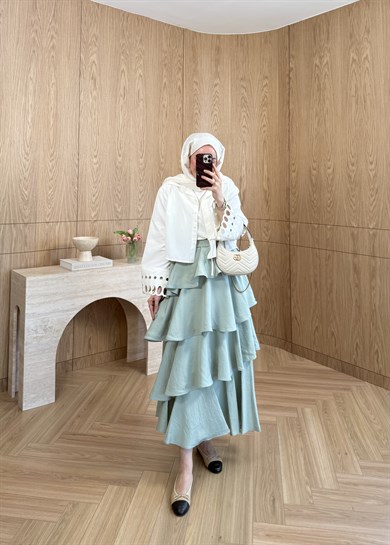 Volanlı Kat Kat Etek Mint