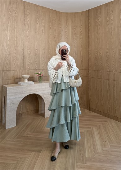 Volanlı Kat Kat Etek Mint