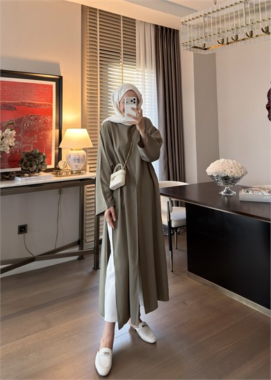 Yırtmaçlı Modal Tunik Haki