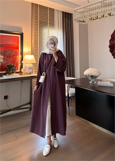 Yırtmaçlı Modal Tunik Mürdüm