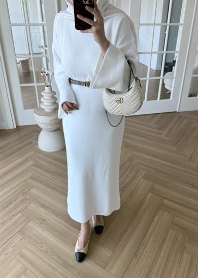 Yumoş Triko Elbise Ekru