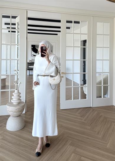 Yumoş Triko Elbise Ekru