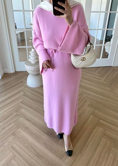 Yumoş Triko Elbise Pembe